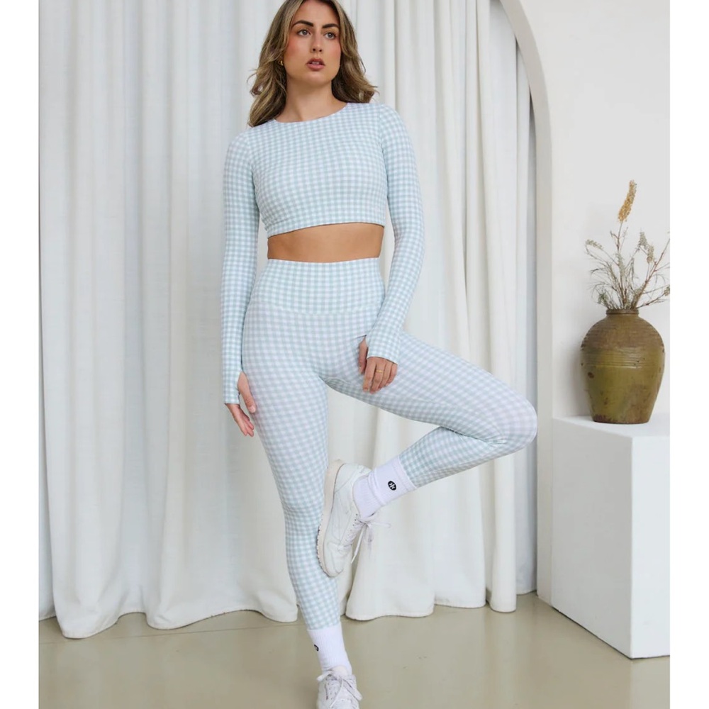 Astoria Jade Gingham workout set brand new